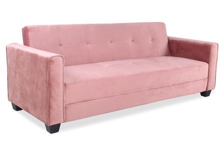 Canapé lit 3 places velours rose Cyane
