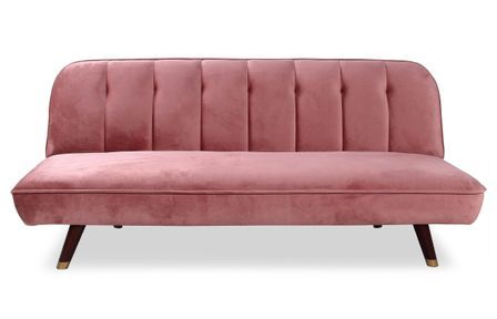 Canapé lit 3 places velours rose Olyne