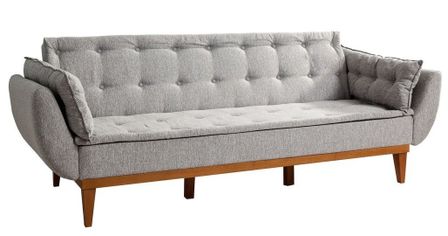 Canapé lit clic clac 3 places tissu gris clair Valika