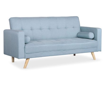 Canapé lit scandinave 3 places tissu bleu clair Cansy 186 cm
