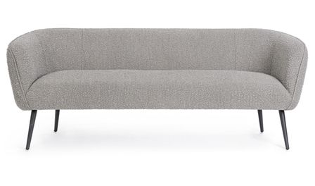 Canapé moderne 3 places AVRIL – Tissu bouclé doux & pieds en acier noir