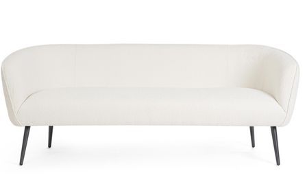 Canapé moderne 3 places KADOLE – Tissu bouclé doux & pieds en acier noir