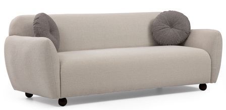 Canapé moderne 3 places tissu blanc cassé Kelly 223 cm