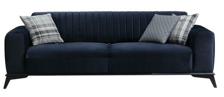 Canapé moderne 3 places tissu bleu marine Leva
