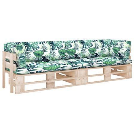 Canapé palette 2 places avec coussins Bois de pin imprégné 12