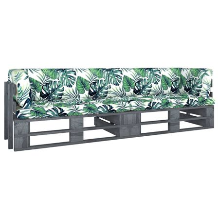 Canapé palette 2 places avec coussins Pin imprégné de gris 11