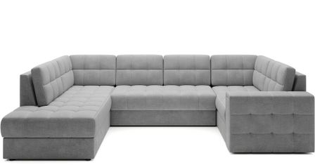 Canapé panoramique BLOOM tissu capitonné - Rangement et convertible