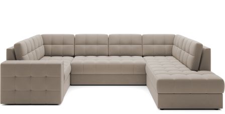 Canapé panoramique BLOOM velours capitonné - Rangement et convertible