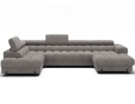 Canapé panoramique convertible avec têtières réglables FUZIAN – Tissu 358 cm