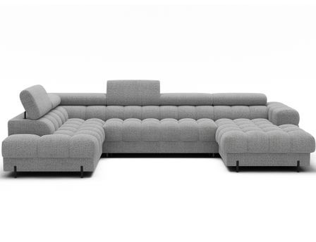 Canapé panoramique convertible avec têtières réglables FUZIAN – Tissu 358 cm