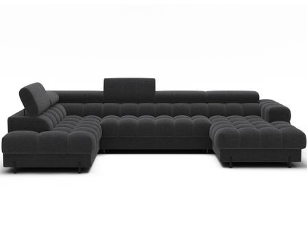 Canapé panoramique convertible avec têtières réglables FUZIAN – Tissu 358 cm