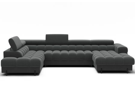 Canapé panoramique convertible avec têtières réglables FUZIAN – Tissu 358 cm