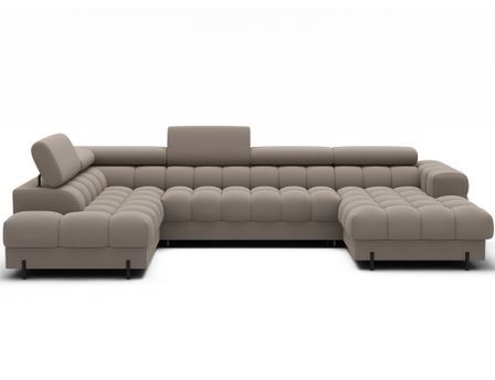 Canapé panoramique convertible avec têtières réglables FUZIAN – Tissu 358 cm