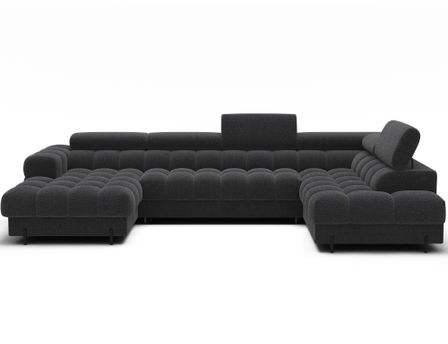 Canapé panoramique convertible avec têtières réglables FUZIAN – Tissu 358 cm