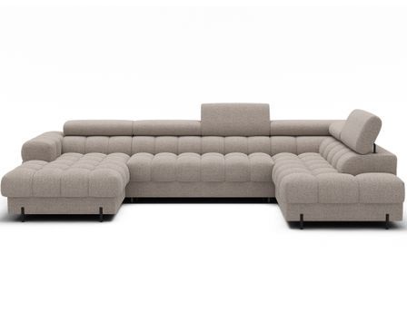 Canapé panoramique convertible avec têtières réglables FUZIAN – Tissu 358 cm