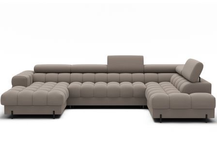 Canapé panoramique convertible avec têtières réglables FUZIAN – Tissu 358 cm