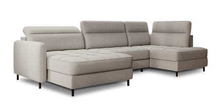 Canapé panoramique convertible BENTO en tissu avec coffre de rangement - 306 cm