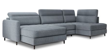 Canapé panoramique convertible BENTO en tissu avec coffre de rangement - 306 cm