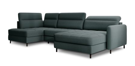 Canapé panoramique convertible BENTO en tissu avec coffre de rangement - 306 cm