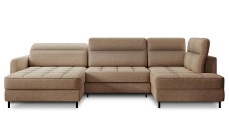 Canapé panoramique convertible BENTO en tissu avec coffre de rangement