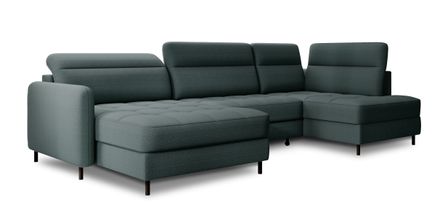 Canapé panoramique convertible BENTO en tissu avec coffre de rangement