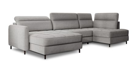 Canapé panoramique convertible BENTO en tissu avec coffre de rangement