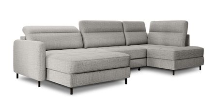 Canapé panoramique convertible BENTO en tissu avec coffre de rangement