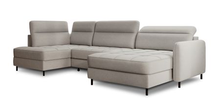 Canapé panoramique convertible BENTO en tissu avec coffre de rangement