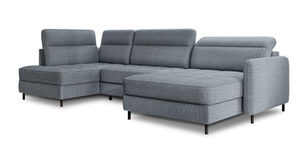 Canapé panoramique convertible BENTO en tissu avec coffre de rangement