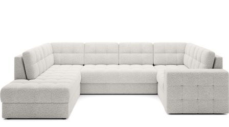 Canapé panoramique convertible BLOOM en tissu capitonné avec coffre – 299 cm