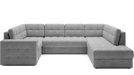 Canapé panoramique convertible BLOOM en tissu capitonné avec coffre – 299 cm