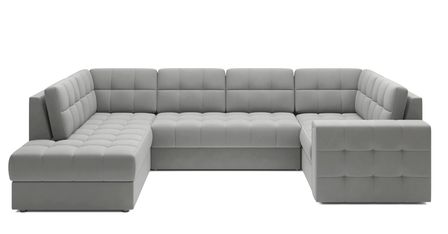 Canapé panoramique convertible BLOOM en velours capitonné avec coffre – 299 cm