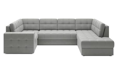 Canapé panoramique convertible BLOOM en velours capitonné avec coffre – 299 cm