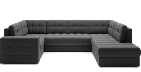 Canapé panoramique convertible BLOOM en velours capitonné avec coffre – 299 cm