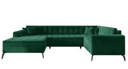 Canapé panoramique convertible BONTY en tissu matelassé – 340 cm