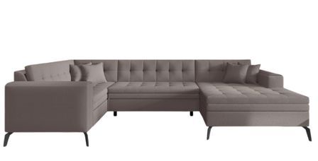 Canapé panoramique convertible BONTY en tissu matelassé – 340 cm