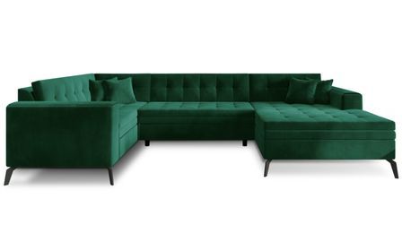 Canapé panoramique convertible BONTY en tissu matelassé – 340 cm