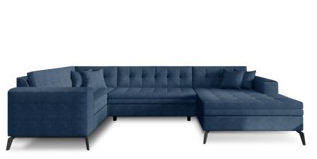 Canapé panoramique convertible BONTY en tissu matelassé – 340 cm
