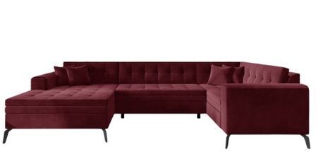 Canapé panoramique convertible BONTY en velours matelassé – 340 cm