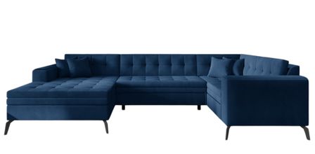 Canapé panoramique convertible BONTY en velours matelassé – 340 cm