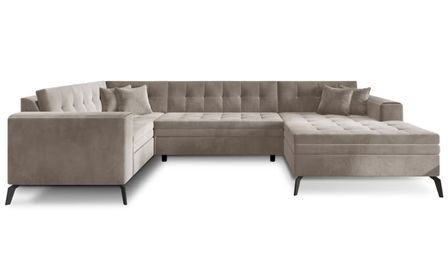 Canapé panoramique convertible BONTY en velours matelassé – 340 cm