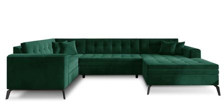 Canapé panoramique convertible BONTY en velours matelassé – 340 cm