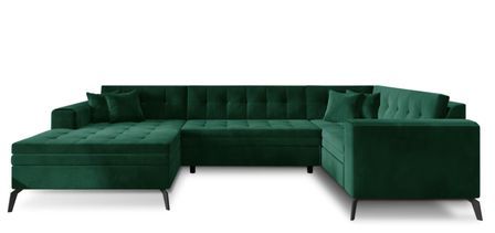 Canapé panoramique convertible BONTY tissu matelassé