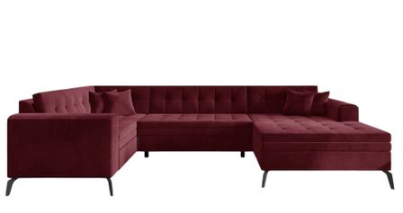 Canapé panoramique convertible BONTY velours matelassé