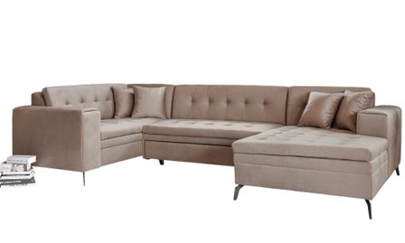 Canapé panoramique convertible BONTY velours matelassé