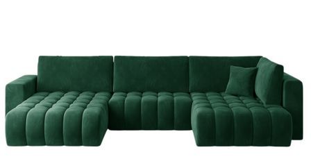 Canapé panoramique convertible BOSTON en tissu capitonné – 350 cm