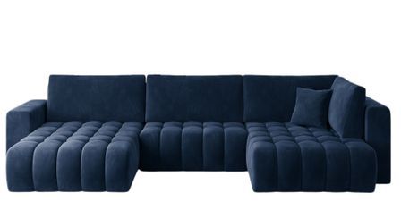 Canapé panoramique convertible BOSTON en tissu capitonné – 350 cm