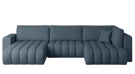 Canapé panoramique convertible BOSTON en tissu capitonné – 350 cm