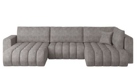 Canapé panoramique convertible BOSTON en tissu capitonné – 350 cm