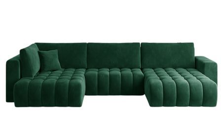 Canapé panoramique convertible BOSTON en tissu capitonné – 350 cm